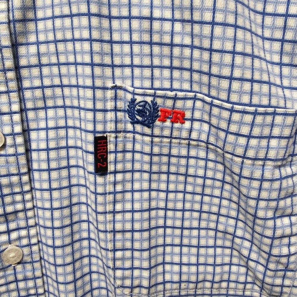 Cinch WRX Mens Large FR Flame Resistant Shirt Blue White Grid HRC-2 NFPA 2112 - Picture 7 of 10